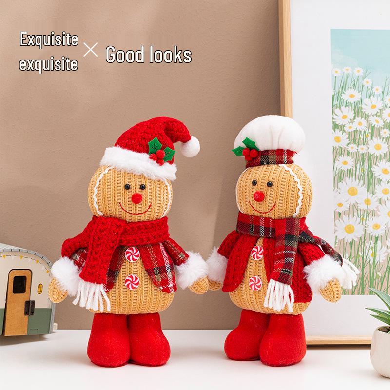 Creative Christmas Gingerbread Man Plush Ornament for Holiday Decoration
