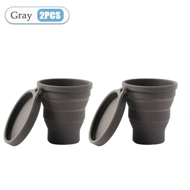 1-10Pcs 180Ml Silicone Collapsible Water Cup Outdoor Camping Travel Portable Foldable Lid Coffee Cup Sports Hiking Accessories