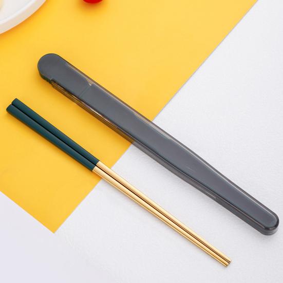 1 Zestaw Pałeczki do Jedzenia Bez BPA Antypoślizgowe Odporne na Rdzę Odporne na Korozję Polerowane na Lustro Wykałaczka do Jedzenia Pałeczki ze Stali Nierdzewnej