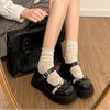 Retro Skirt Single Shoes New Spring Japanese Platform Sweet Mary Jane Leather Shoes Bow