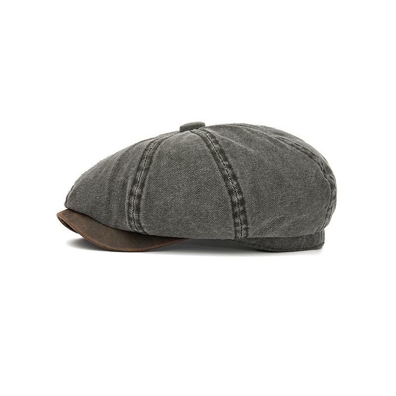 British Contrast Newsboy Hat Men's Spring Summer Denim Octagonal Cap Retro Painter Beret
