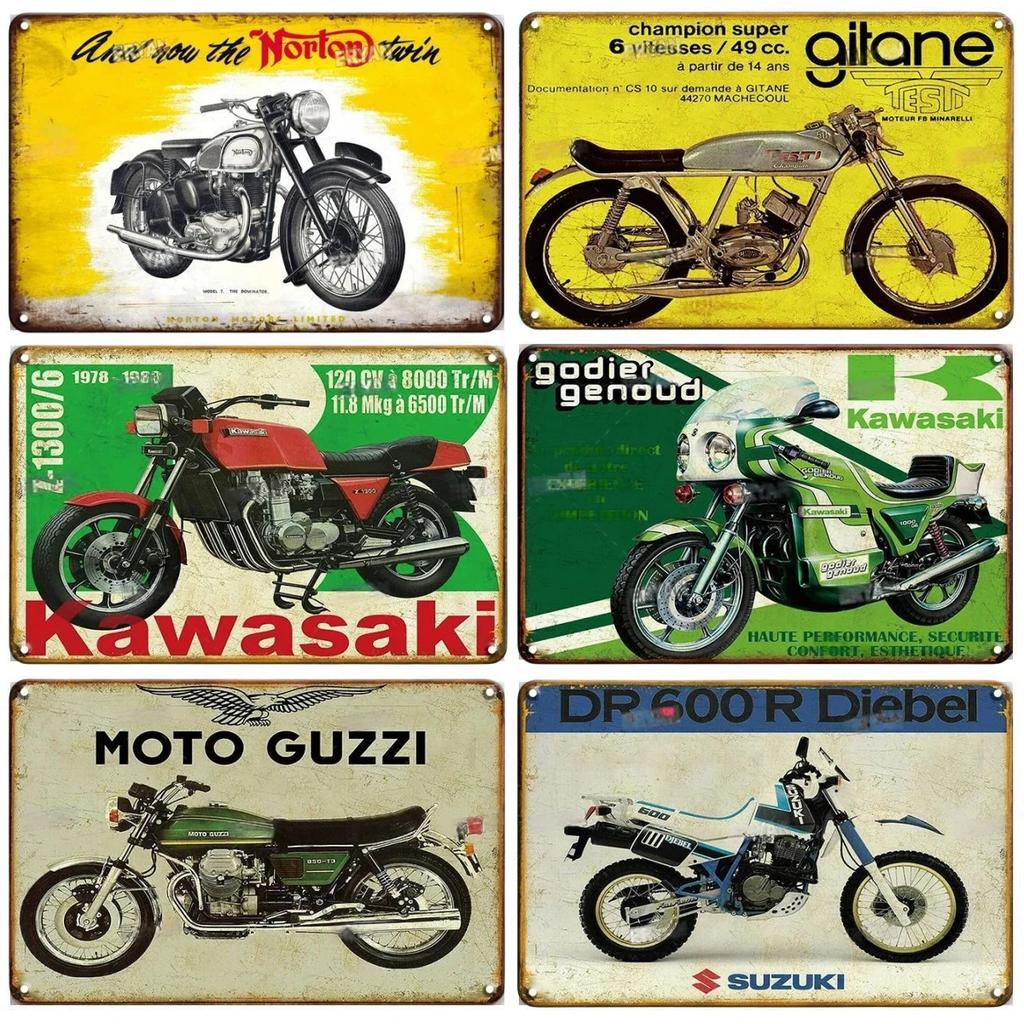 Vintage Motorcycle Decorative Metal Plate Poster Rusty Shabby Tin Sign Dad's Garage Bar Wall Decor Crafts Plaque Tinplate Signs