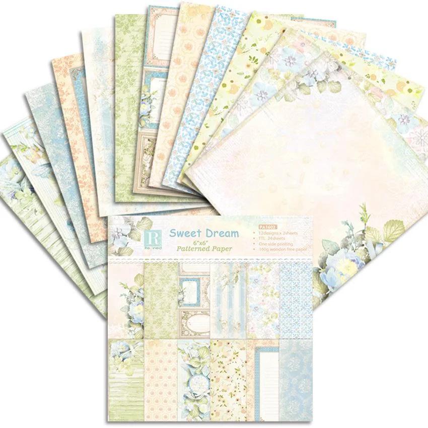 Photo Album Scrapbook Journal Account Card Background Paper 6 Inch Sweet Love Theme Animals Pattern  9 Styles 24 Sheets