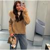 Long-sleeved Fur Collar Hooded Sweater Autumn and Winter Inner and Outer Wear Dual-purpose Ladies Solid Color Zipper Blouse Slim Knit Ladies Cardigan