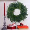 Artificial Pine Needle Wreath Faux Xmas Green Pine Hanging Wreath for Front Door Home Decor