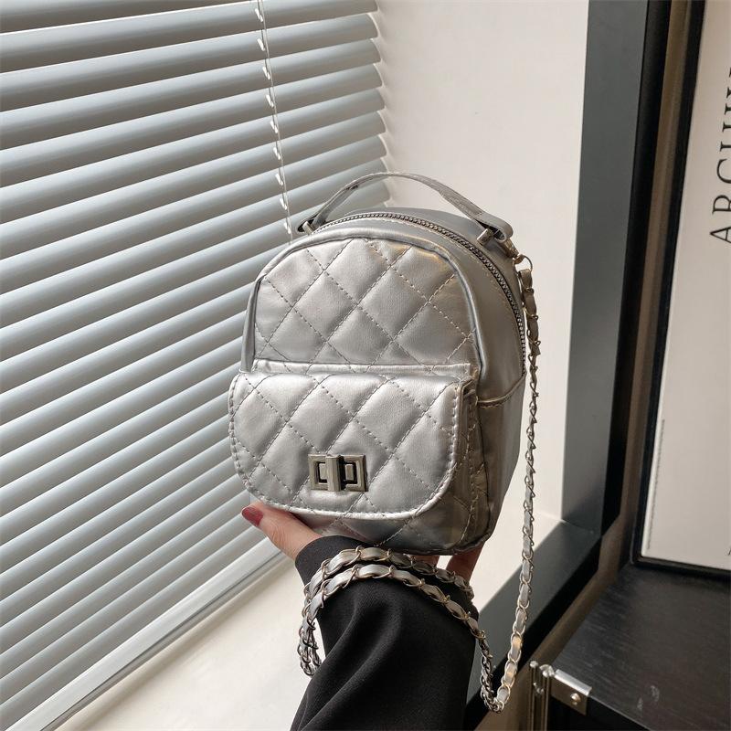 

Красивый изысканный рюкзак весна и лето новая мода простой однотонный рюкзак на плечо сумка-мессенджер женская серебряный