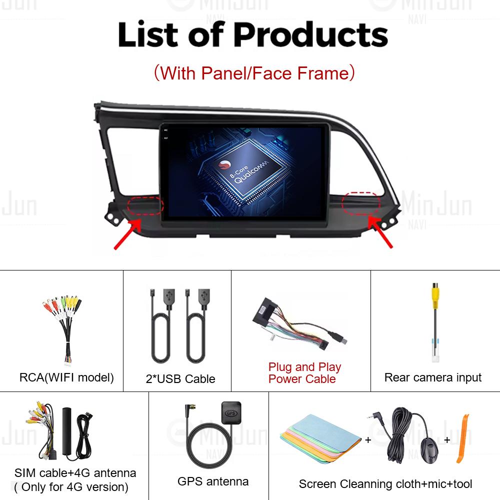 For Hyundai Elantra 6 2018 2019 2020 Car Radio Multimedia Video GPS Android 14 Wireless Apple Carplay QLED Screen Head Unit