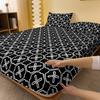 1 Simple Modern Geometry  Printed Matte Fitted Sheet, Bedroom Printed Bed Cover, Bedding (Excluding Pillowcases)