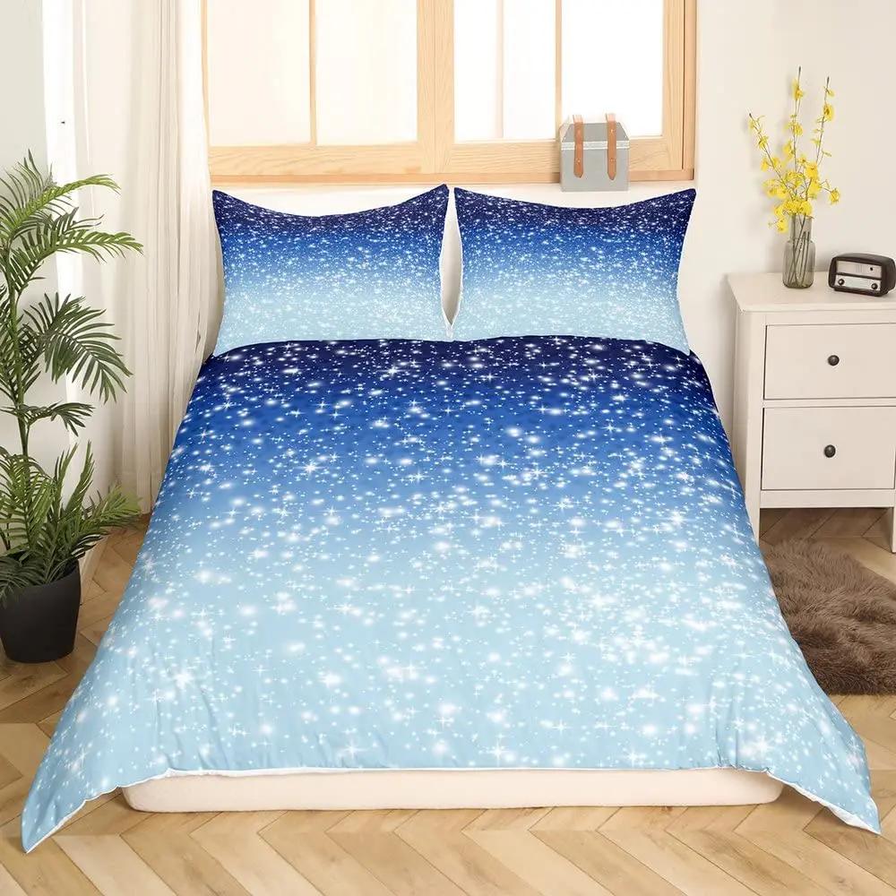 Rainbow Galaxy Duvet Cover Rainbow Quilt Cover Set Colorful Stars Space Psychedelic Polyester Bedding Set Double Queen King Size