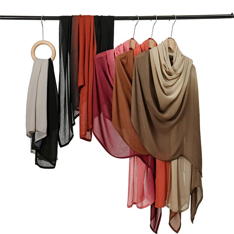 Premium Gradient Rayon Cotton Hijabs Modal Muslim Headband Shawls For Women Big Size Headscarf Wraps Musulman Turban
