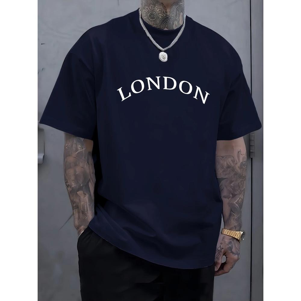 Letter Printed Mens T-Shirts Cotton Casual Short Sleeve Trendy Loose Male Summer Soft T-Shirt