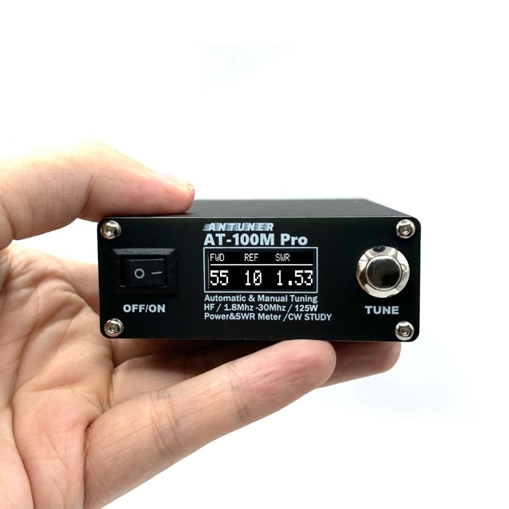 AT100M Pro   Tuner 1.8Mhz-30Mhz Automatic Manual Tuning Device 125W Power & Standing Waves Meter Multifunctional Power Meter for HF Radio Suppor