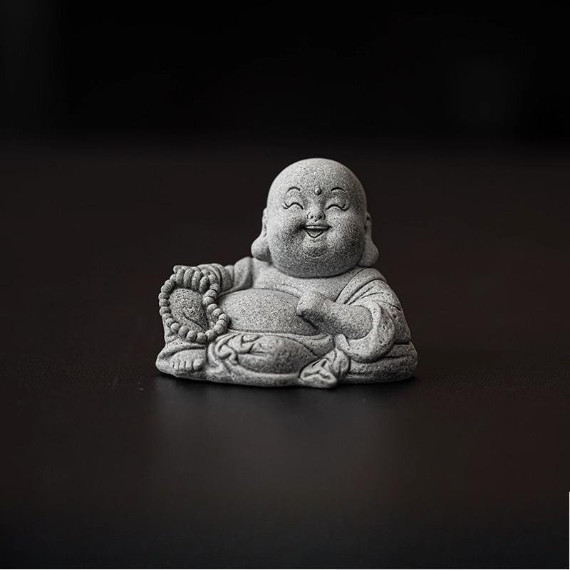 

Cute Maitreya Buddha Ornament Home Green Sand Stone Tea Pet Desktop Bathtub Landscape Decoration Tea Ceremony Accessories