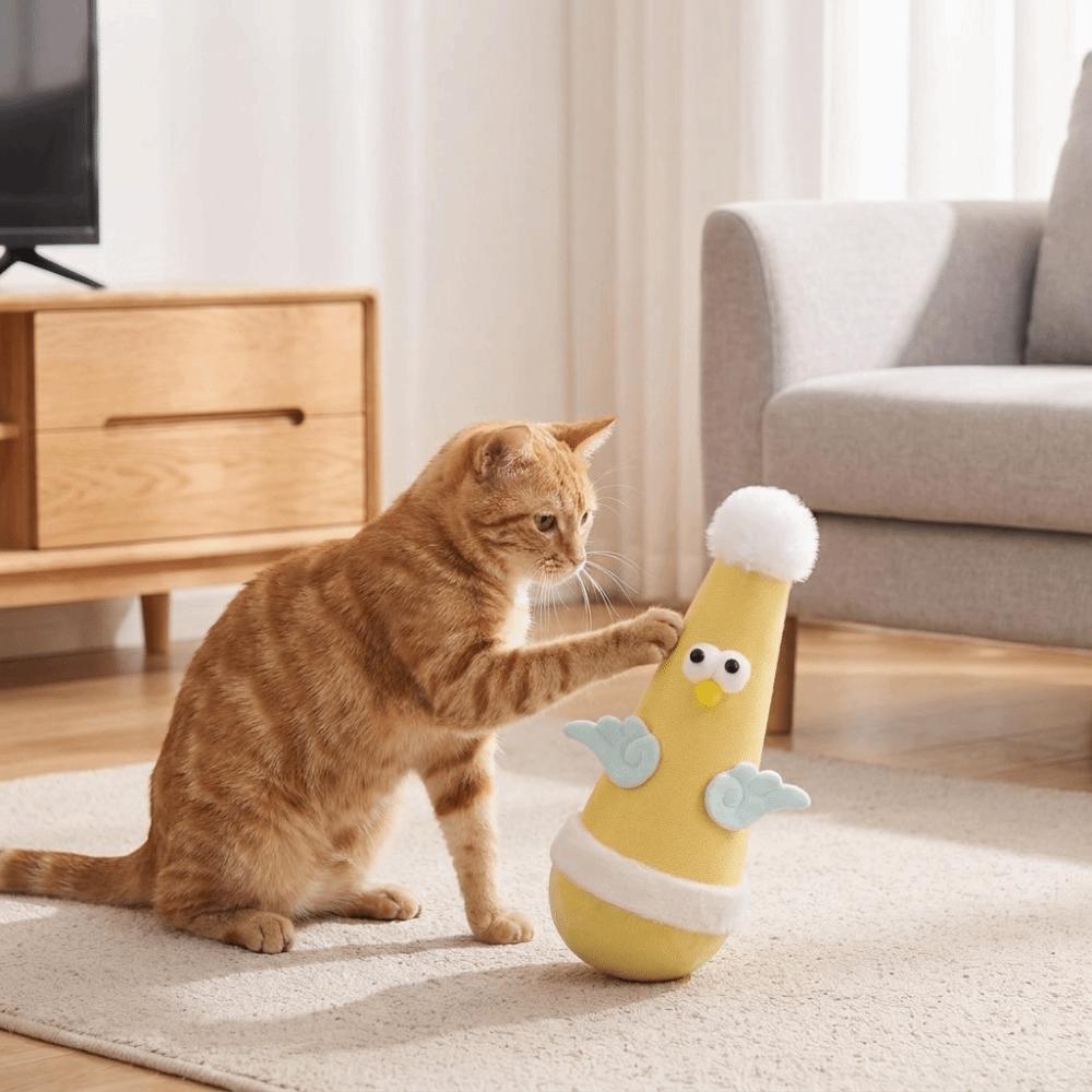 Cartoon Cat Tumbler Wobbler Toy Chicken Shaped Self-Balancing Cat Toy Exercise Pet Toy