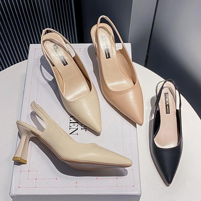 Pointed-toe Women's Shoes Single Shoes for Women New Style Pointed-toe One-shoulder Strap Sandals High Heels