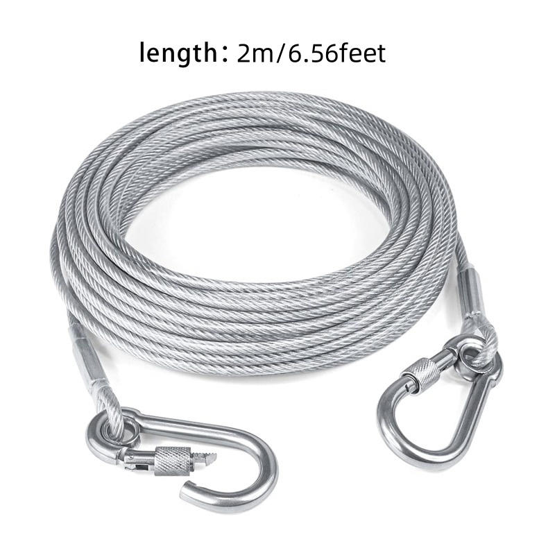 Outdoor Stainless Steel Dog Leash Heavy Duty Dog Tie Out Cable Pet Runner Cable Leads for Yard, Line Tether for Medium Large Dogs