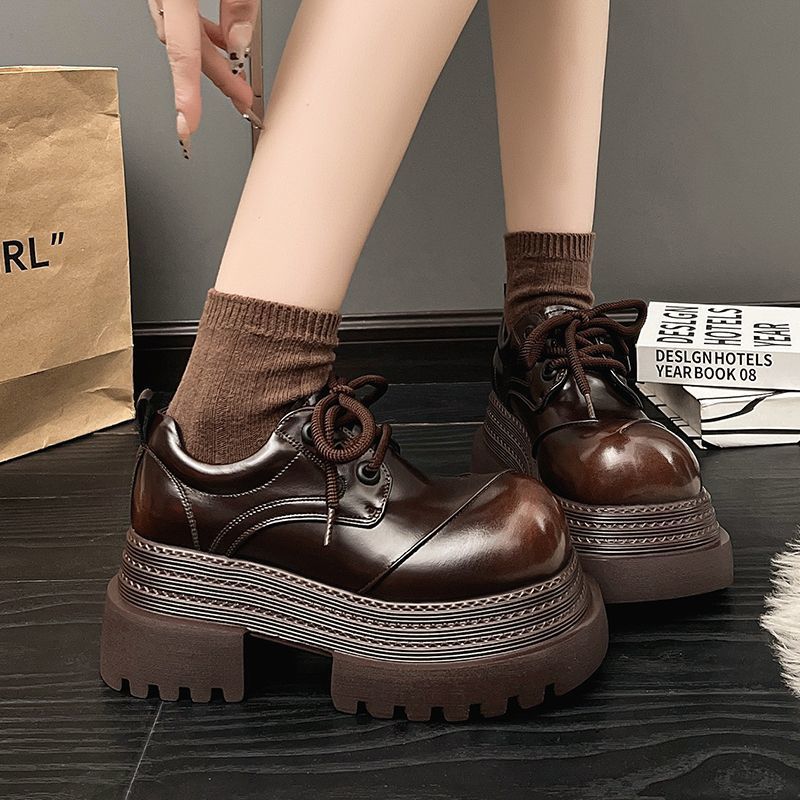 Fashion Ladies Pumps Round Toe Women's Loafers Shoes Platform Brown Elegant Dress Comfortable Chic Spring Point Young Casual Y2k Slip On