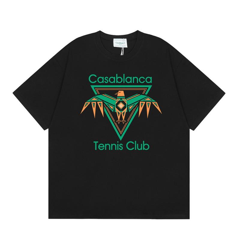 T-shirt Imprimé Casablanca Hommes Femmes Coupe Ample Manches Courtes Haut Décontracté