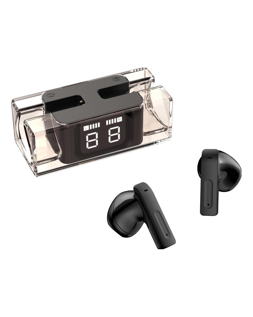 VAORLO Bluetooth 5.2 sluchátka s digitálním displejem Bezdrátová sluchátka s potlačením hluku IPX5 vodotěsná sluchátka do uší pro sport s HD mikrofonem