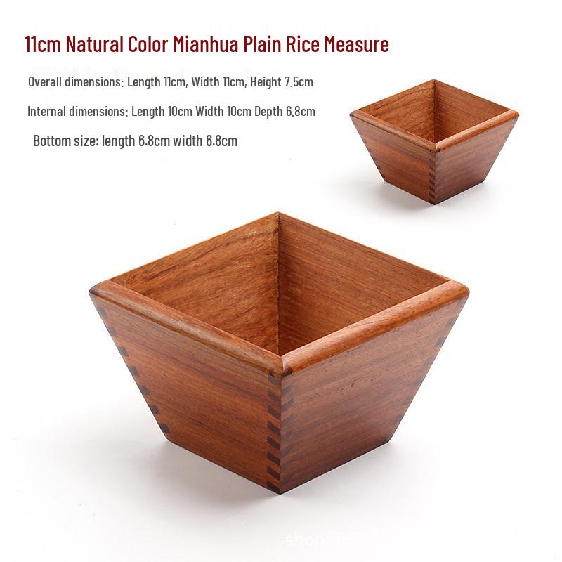 Rosewood Rice Measure Ornament - Traditional Solid Wood Sheng Dou for Prosperity and Housewarming
