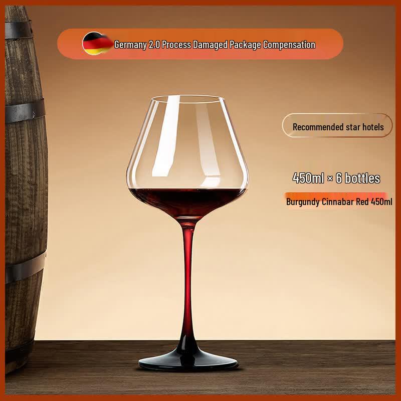 QINGPINGGUO Crystal Burgundy Wine Glasses (Set of 6)