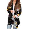 Women's Fashionable Loose-Fit Casual Cardigan With Christmas Print Mid-Length Coat