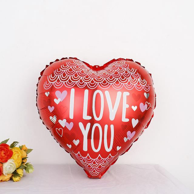 Qianshun Heart-shaped Aluminum Foil Balloons 18 Inch Silk Screen Printed I Love You Helium Wedding Valentine's Day Decoration