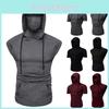 Stylish Men's Hooded Pullover T Shirt Tank Top With Protective Mask For Active Wear