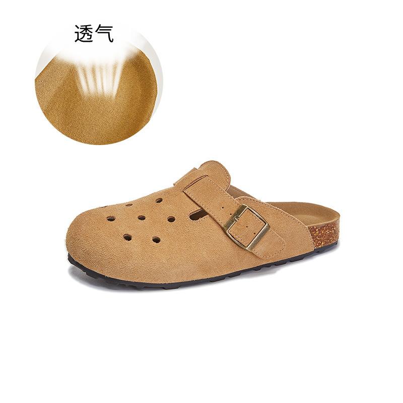 Leather bag head slippers women's 2025 summer new fashion flat bottom half drag casual versatile outer wear women's shoes trend
