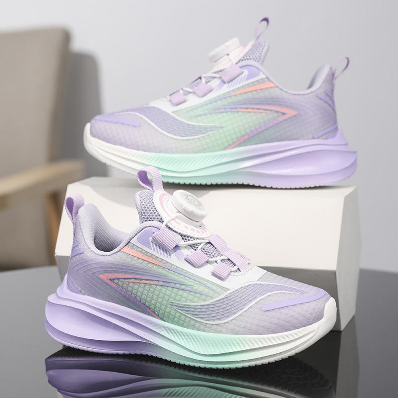 Children's Sports Shoes New Mesh Breathable Boys' Student Running Shoes Lightweight Girls' School Rotating Buttons