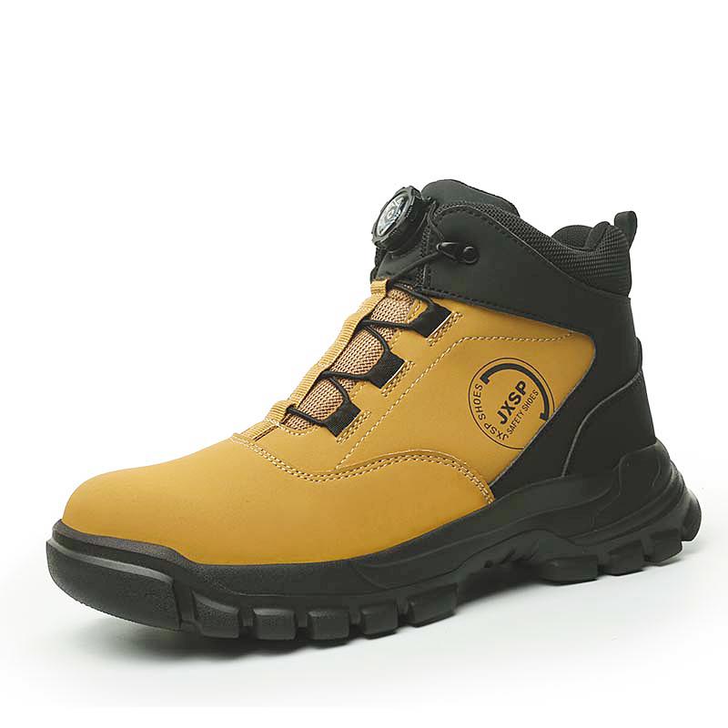 Fashion Steel Toe Work Boots for Men Waterproof Swivel Buckle Safety Shoes High Top Leather Safety Boots Man Winter Anti-slip Work Shoes