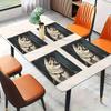 4pcs Linen Placemat Set, Fish Pattern Placemat Combination Placemats 12X18 Inches, Suitable for Kitchen Restaurant Decoration, Home Gathering Party