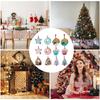 Wooden Christmas Ornaments 24 Pieces Holiday Pendant 2D Double-Sided Printing Donut Cake Christmas Tree Ornaments For Winter