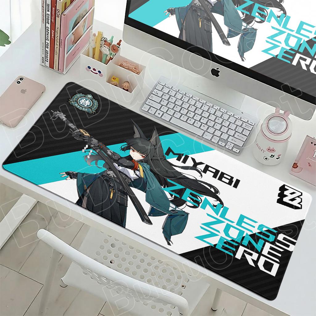 Zenless Zone Zero Gaming Mice Mat 90x40cm Computer Gamer Keyboard Cute HD Anime Mousepad Hoshimi Miyabi Non-slip Office Desk Pad