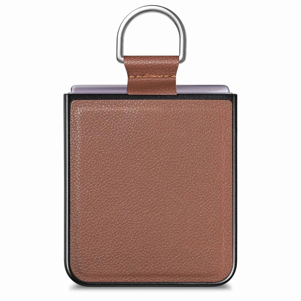 Fall Protection Ring Holder Leather Case for Samsung Galaxy Z Flip 4 5 6 flip6 Flip5 Flip4 Flip3 Flip 3 2 1 5G Zflip4 Cover