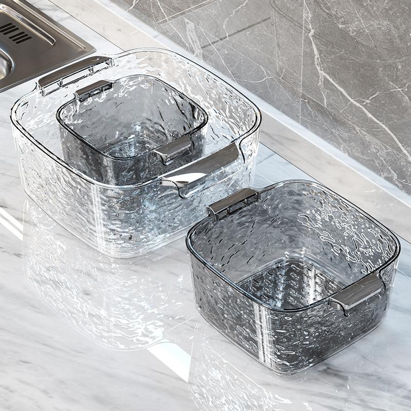 Double-layer Vegetable Washing Basin Drain Basket New Home Living Room Plastic Fruit Plate Kitchen Filter Vegetable Basket Washing Vegetable Basket
