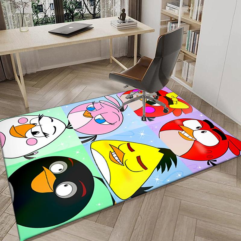 Red Birds Characters Collage Carpet, Chair Rug,Rug for Office Bedroom Living Rooms, Doormat Decor Fan Gift Christmas Gift