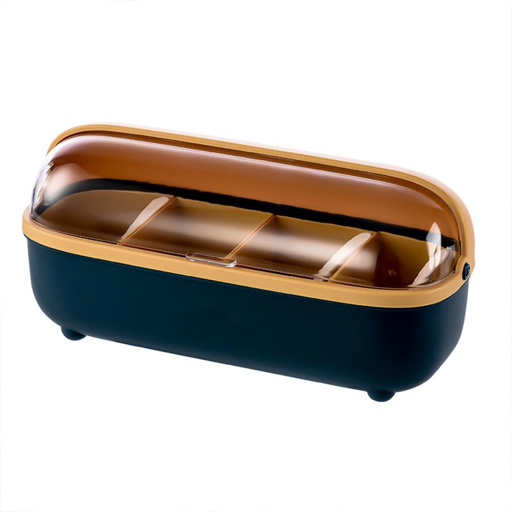 Transparent Dust-proof Cover Kitchen Storage  Box 4-compartment Seasoning Box Hollowed Bottom Chopstick Storage Box Kitchenware