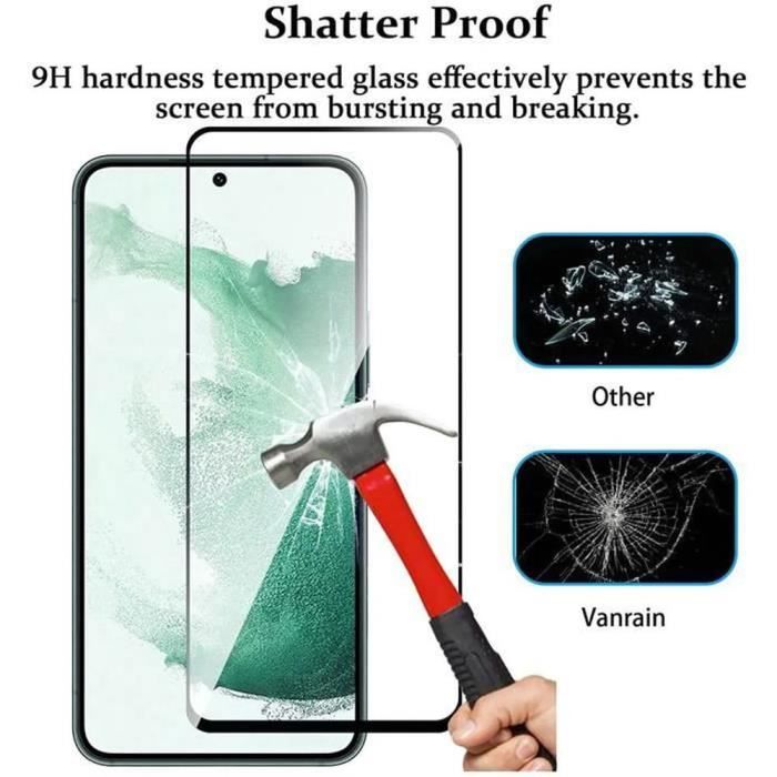 Verre trempé pour samsung s22 plus [lot 4] - transparent intégral bord noir vitre protection ecran