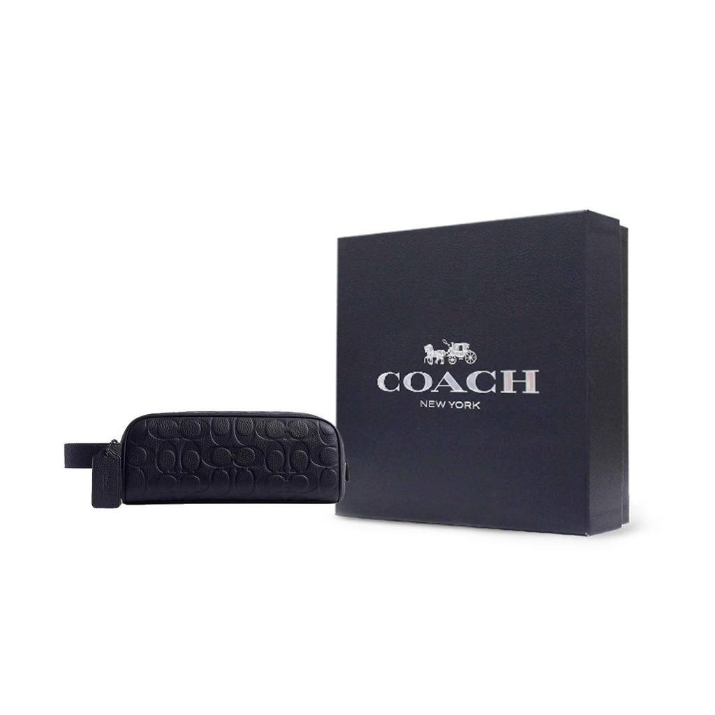 Coach Travel Kit 21 Zipper Closure Allover Embossed Pebble Leather Wallet Women wallet Black CQ182-DWP