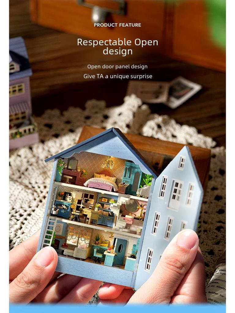 Happy Manor Wooden DIY Multi-Level Hut - Molan Manor Handmade Gift for Women