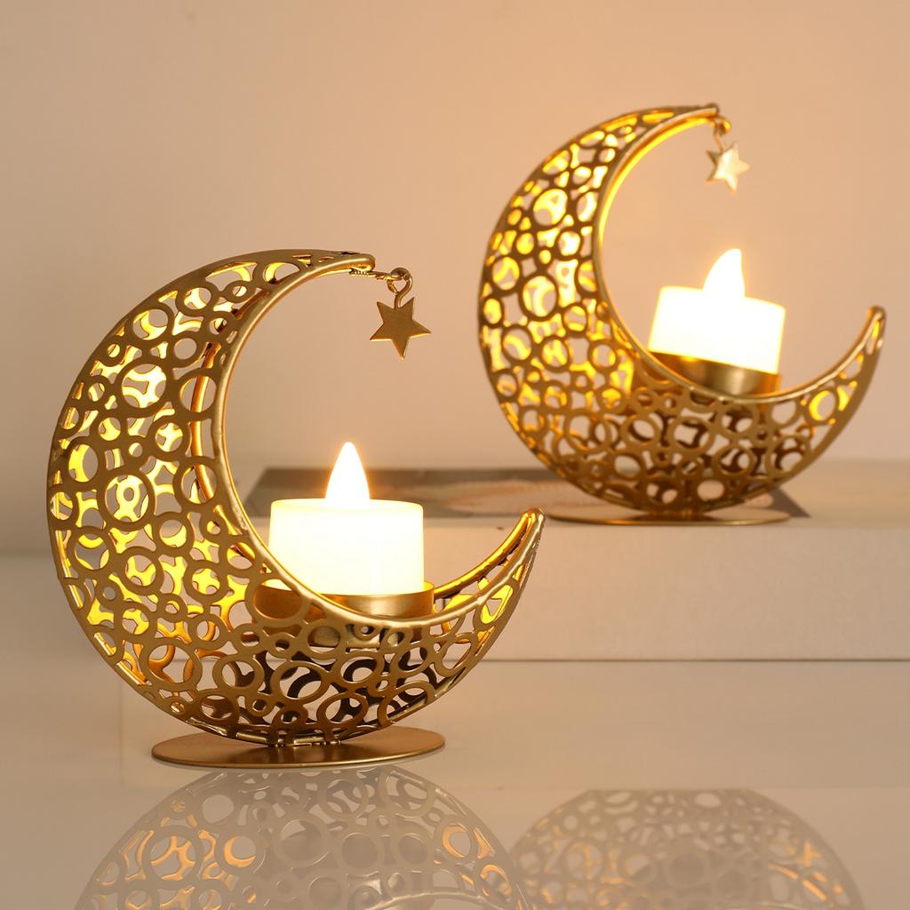 Mondkerzenhalter Eid Mubarak Kerzenhalter Home Islamische Muslimische Partydekoration Metall Mondkerzenhalter Ramadan Kerzenständer