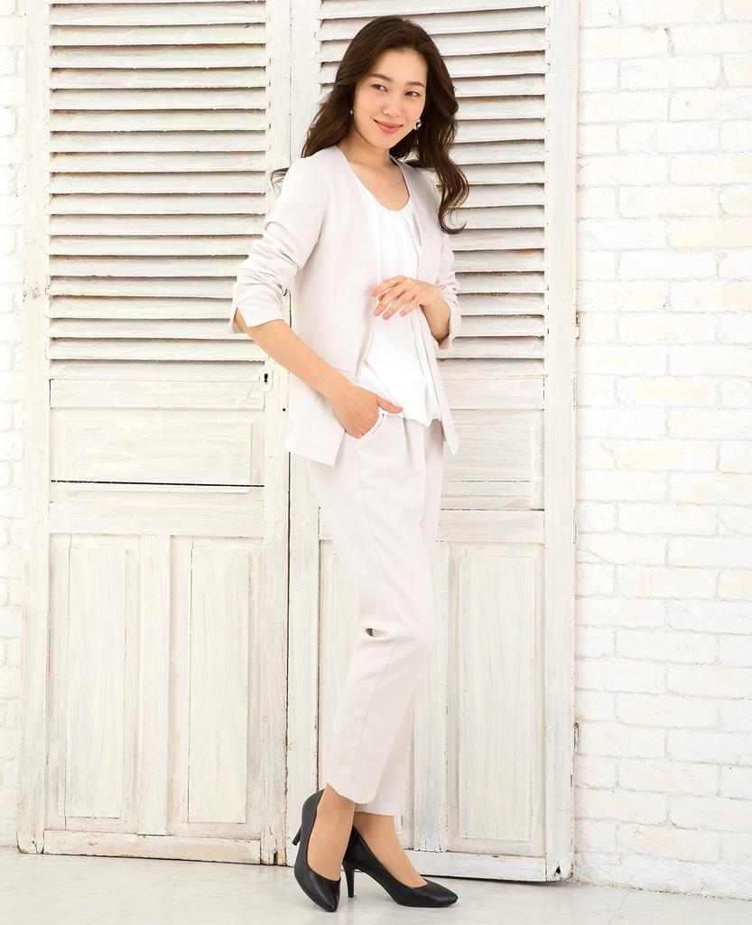 Pants Suit for Tailored Tapered Set Size [Add Rouge] Women, Business, Jacket, Pants, 2-Piece [c5276] 5, Off-Beige