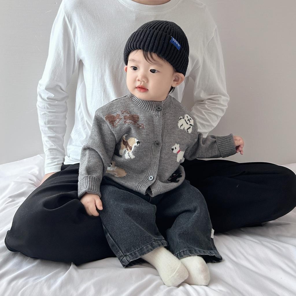 Boys Spring And Autumn Sweater New Baby Girl Cartoon Puppy Knitted Cardigan Jacket