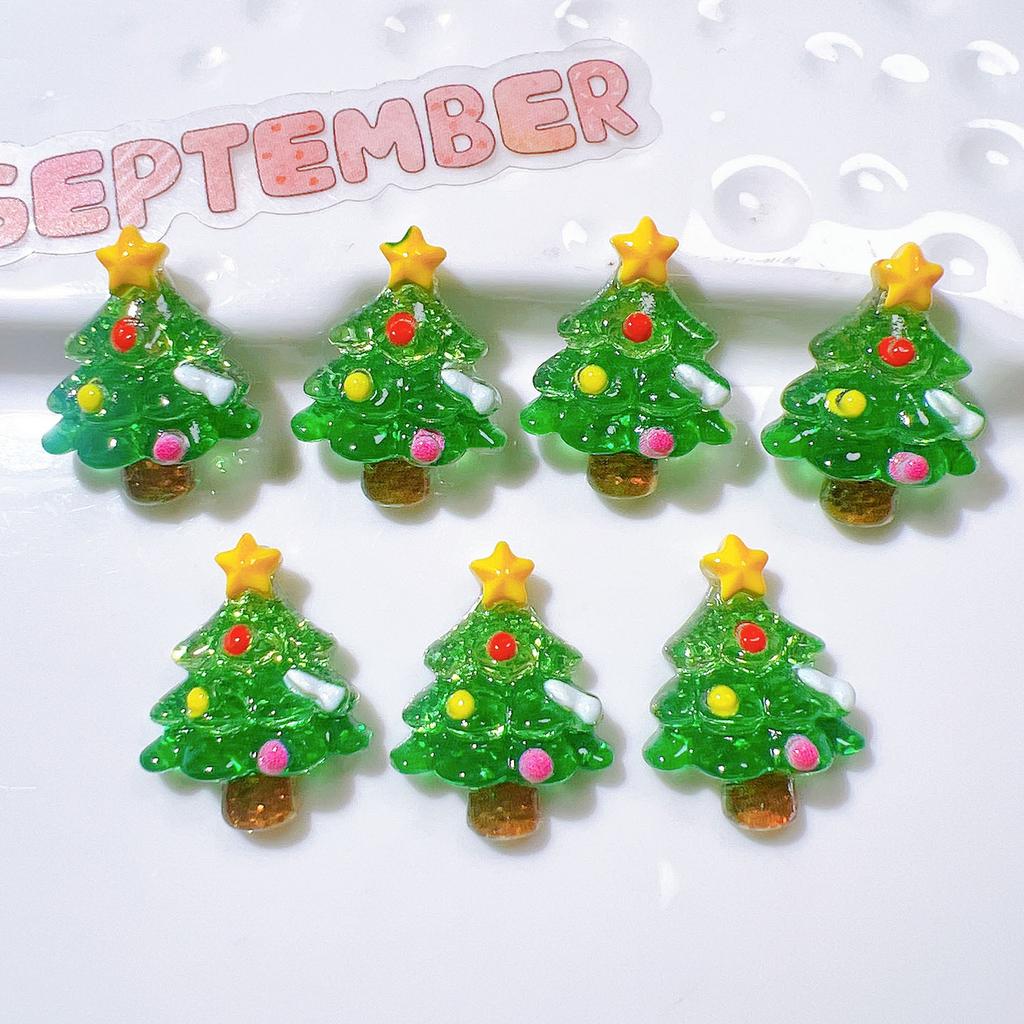 10Pcs New Cute Resin Cartoon Shining Christmas Collection Series Flat Back Scrapbooking DIY Jewelry Craft Decoration Accessories