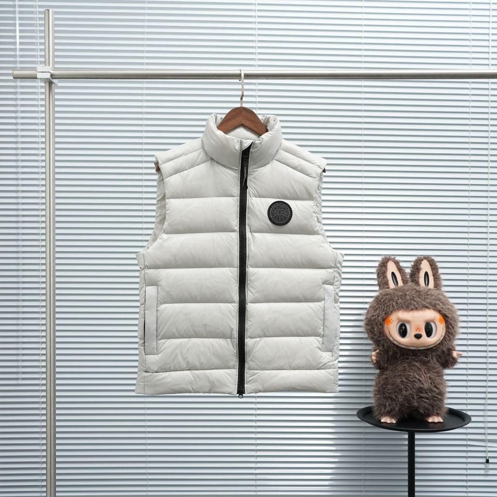 Męski błyszczący puch gęsi kamizelka ze stójką - Ciepła, gruba, bezrękawnik odzież wierzchnia na jesień/zimę.