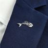 Hollow Design Fish Bone Badge Stainless Steel Fish Skeleton Lapel Pin  Suit Decoration