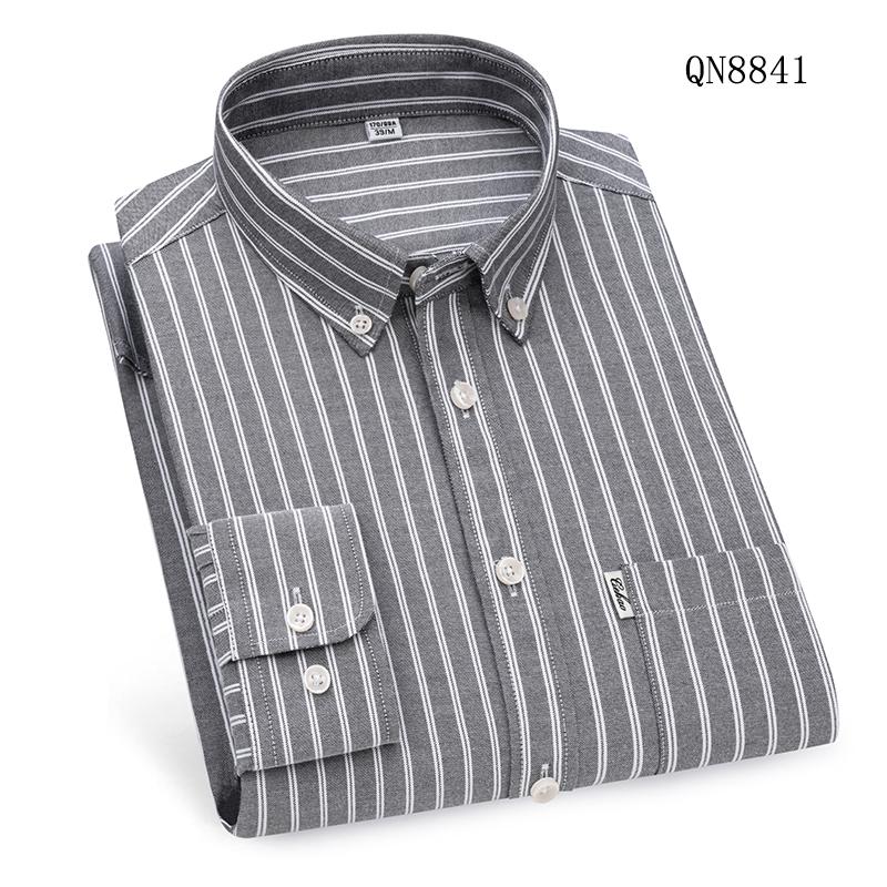 

S - 6XL 100% Cotton Classic Stripes Plaid Shirts Men Long Sleeves Casual Soft Cozy Men Shirt Long Sleeve Pocket Male Clothess 46