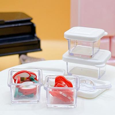 1Set 1/12 Dollhouse Lunch Box Bento Storage Box W/Shovel Model Dollhouse Miniature Kitchen Decoration Doll House Scene Toys