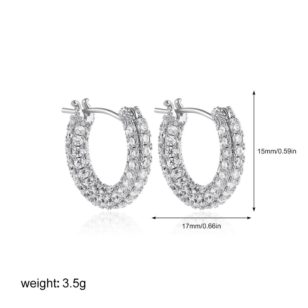 

Luxury Gold Plated Oval Cubic Zirconia Hoop Earrings for Women Sparkling Small CZ Huggie Piercing Fashion Dainty Zircon Gift